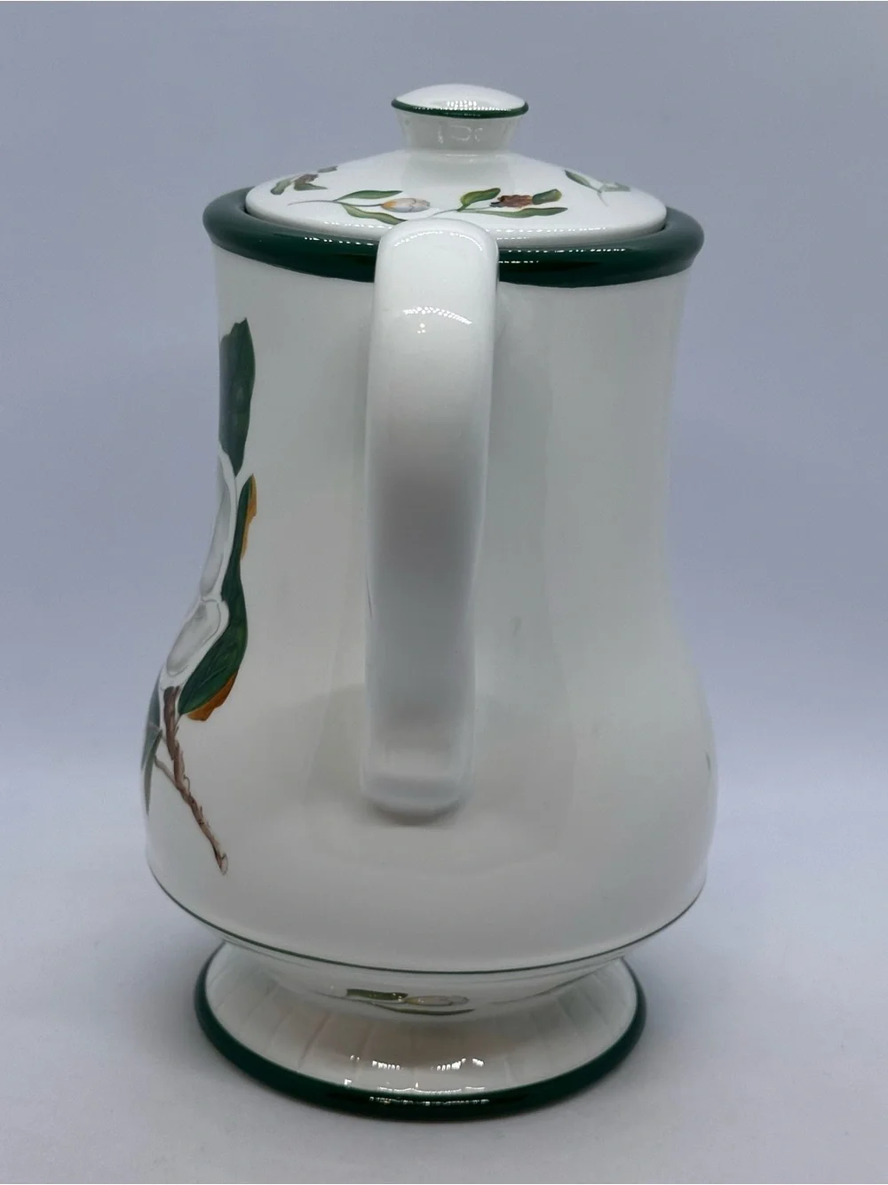 Vintage Flowers Inc. Balloons Hand Painted Magnolia Teapot White Green 8.5